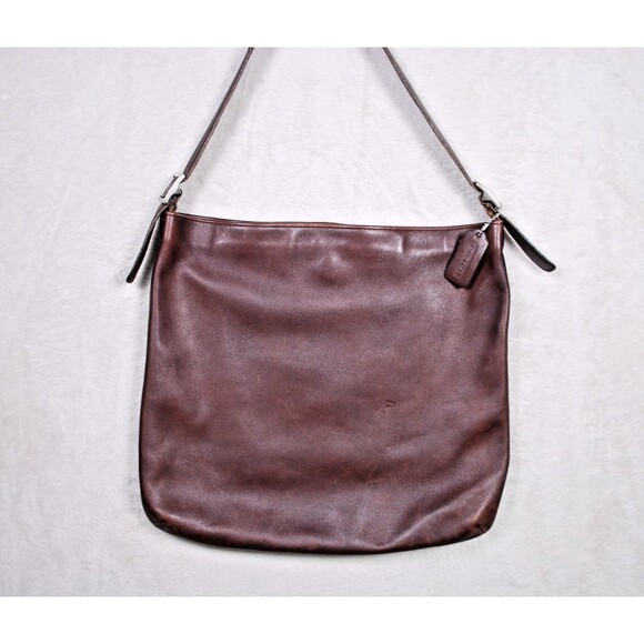 Vintage COACH Slim Legacy #9406 Mahogany Brown Leather Hobo Shoulder Bag 90's - Picture 2 of 12